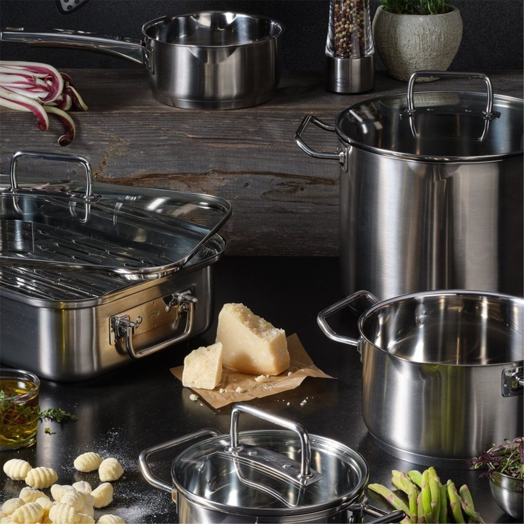 Royal Catering Pentola A Induzione 170 Litri In Acciaio Inox Con Coperchio - Base A 3 Strati, Adatta A Tutti I Fuochi, Uso Professionale