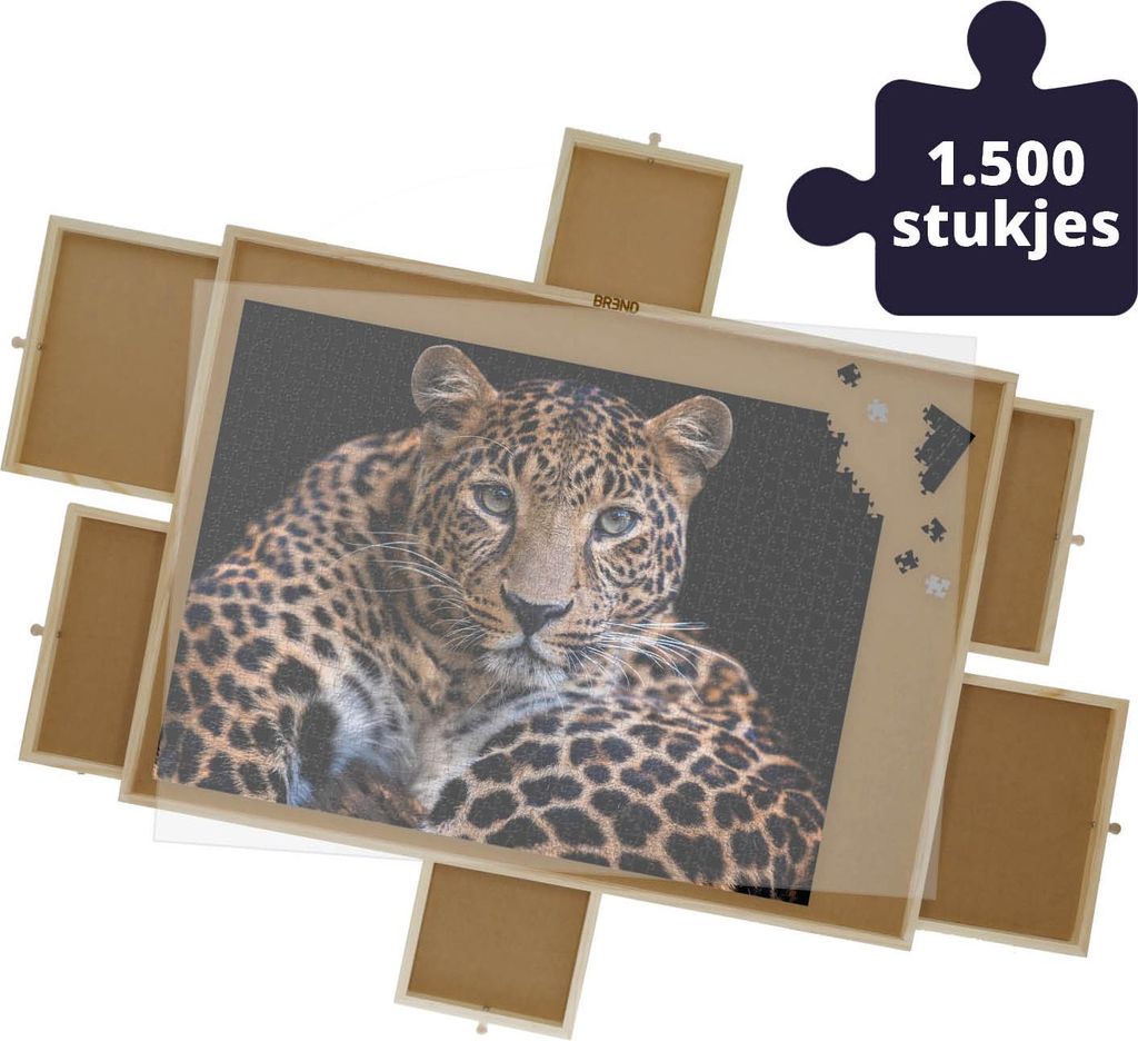 BREND BR-2217 Puzzleplatte für 1500 Teile – Puzzlebrett / Puzzletisch mit 6 Schubladen