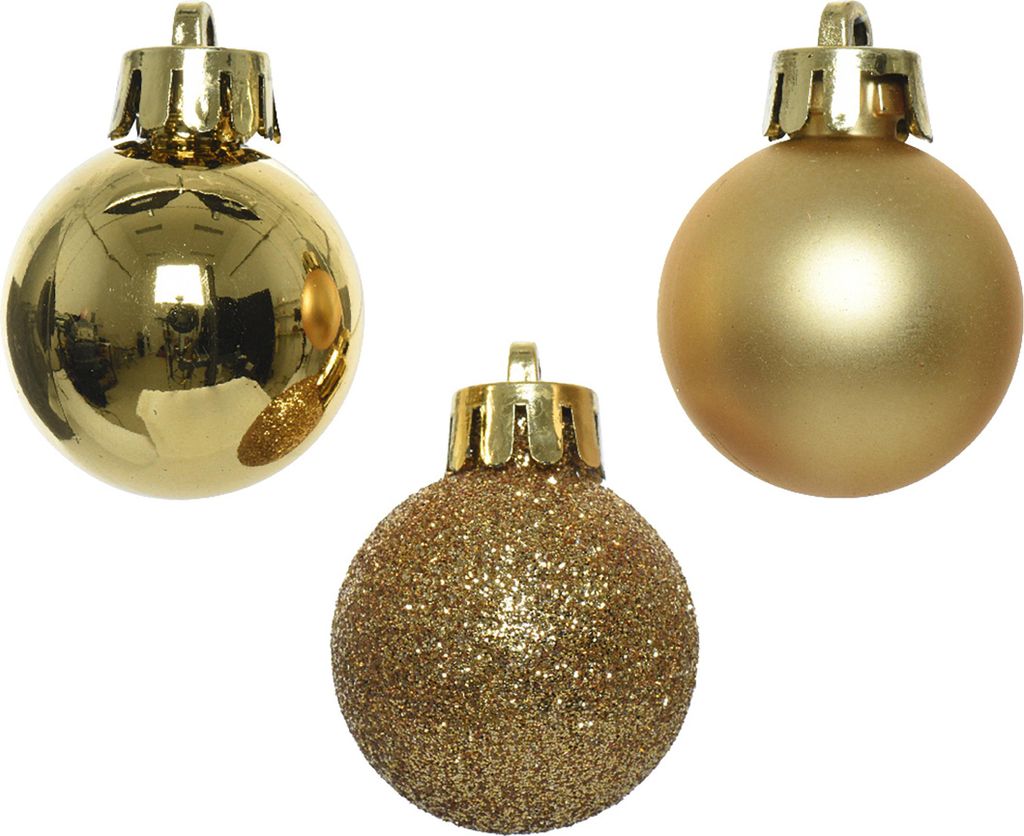 Christbaumkugeln Kunststoff 3cm 14er Set - Hellgold