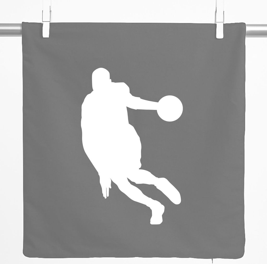 Huuraa Kissenbezug Basketball Silhouette 40x40cm Steel Grey Baumwolle Dekokissenbezug Geschenkidee