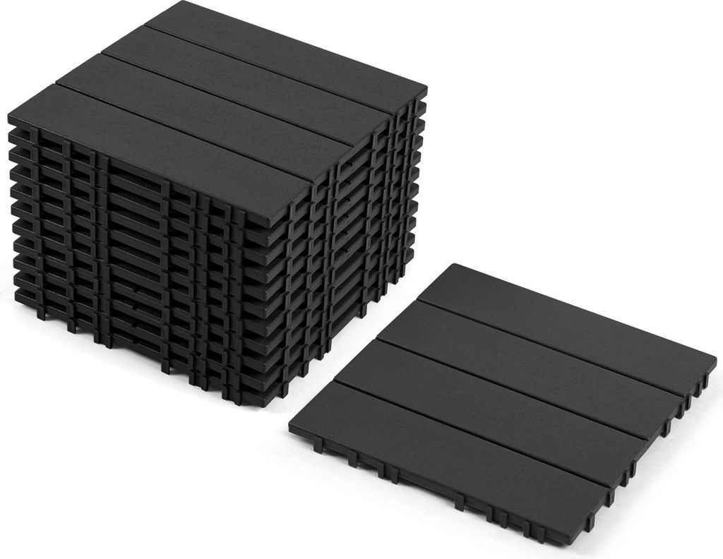 Faziango 88 Stück Terrassenfliesen Kunststoff 30x30 cm – Klickfliesen selbstentwässernd, PP, 450 kg/m², für Balkon & Terrasse anthrazit 8 m²