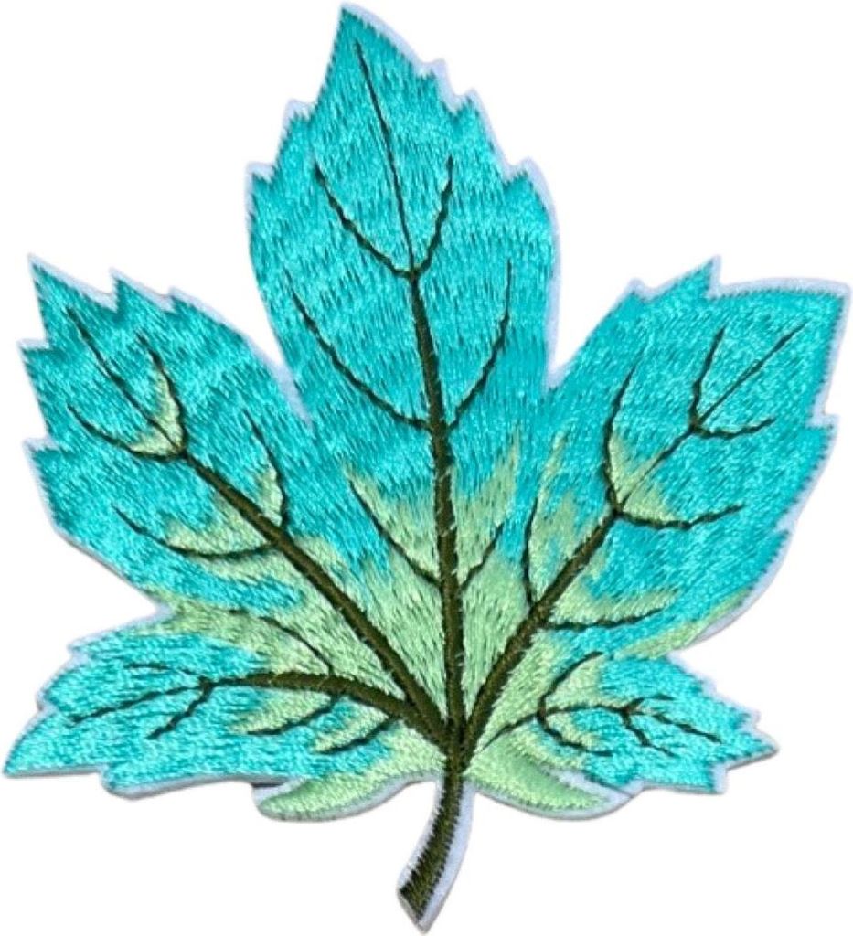 Herbstblatt Herbstblatt Aufnäher zum Aufbügeln, Emblem, Hellblau, Grün