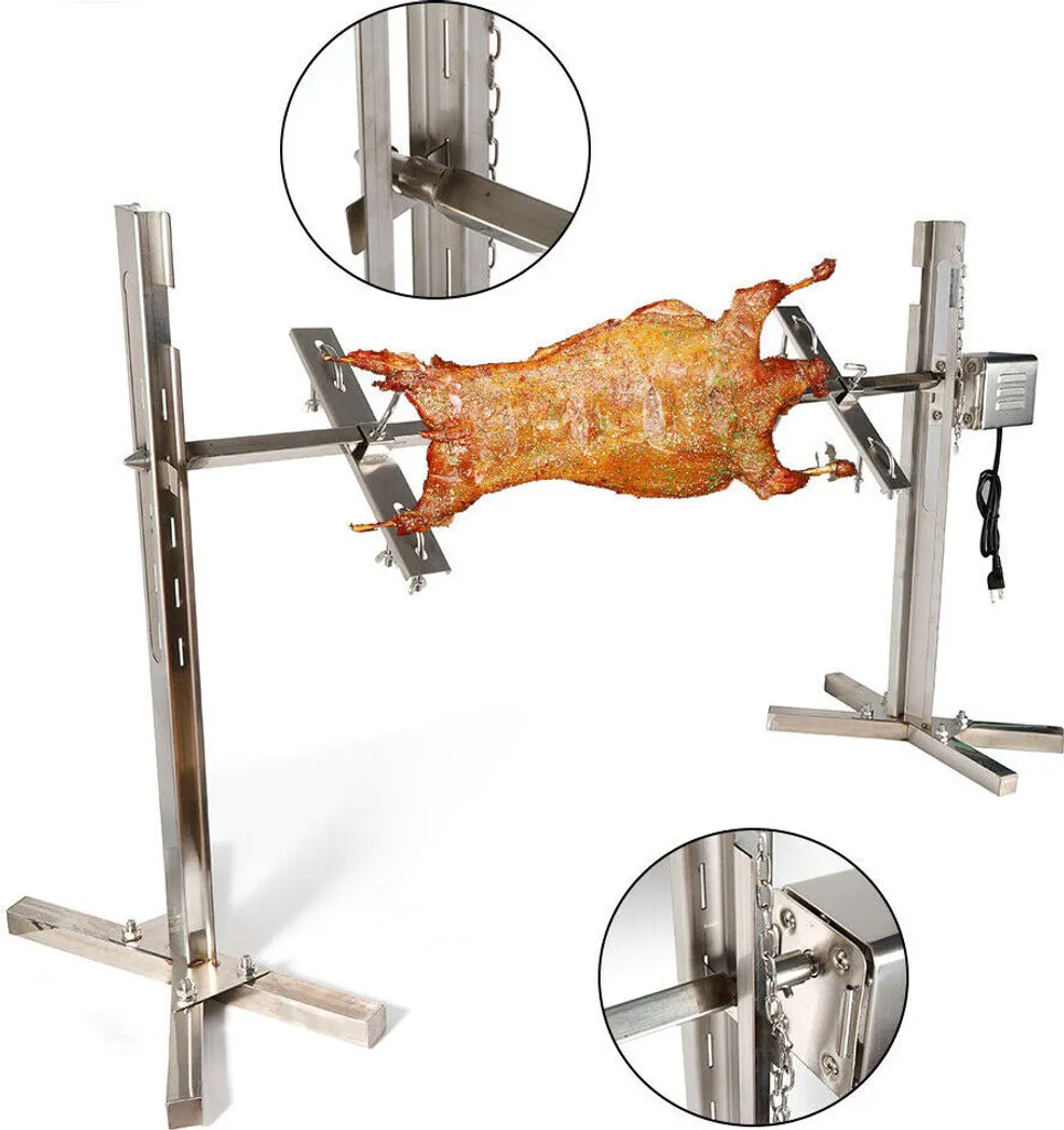 Tournebroche Électrique pour Méchoui et Pique-Nique - Set Inox 30kg 220V