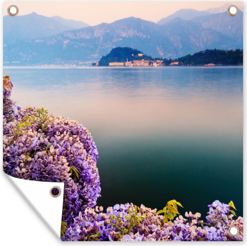 MuchoWow 50x50 cm Outdoor-Poster Gartendeko Sichtschutz Garten Poster für den Garten Glyzinie bei Sonnenuntergang