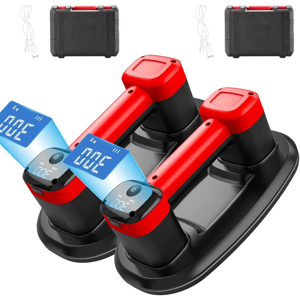 Elektrischer Vakuum-Saugheber - 2er-Set Saugnapf - 300 kg Tragkraft - Intelligentes Display - 3600 mAh Akku - Für Glas/Fliesen/Granit - Schwarz