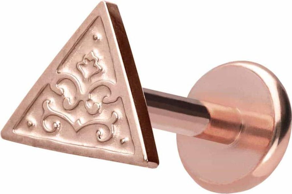 Ohrpiercing, Nasenpiercing Titan Labret mit Push Fit DREIECK RoséGold Stablänge: 8mm | Stabstärke: 1mm