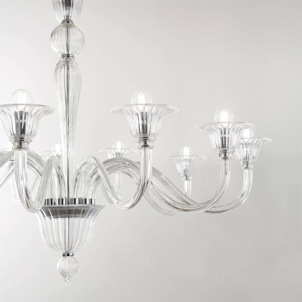 Ideal Lux Hängeleuchte Brigitta 12-flg. Transparent, Chrom 199375