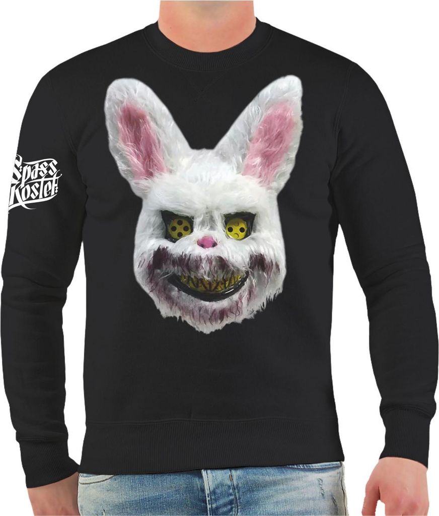 Herren Sweatshirt Böser Hase Horror Motiv