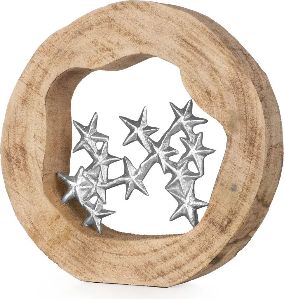 Decorazione Stella Legno di Mango Alluminio | Artigianato 27,5 cm
