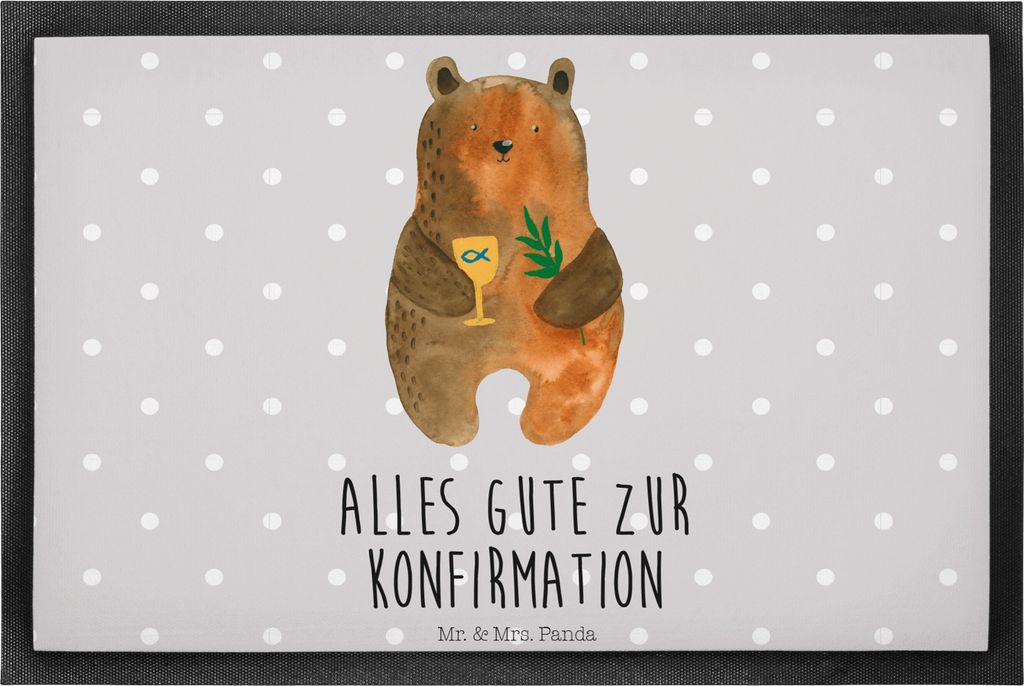 Mr. & Mrs. Panda fußmatte Bär Konfirmation 40 x 60 cm - Grau Pastell - Geschenk, Fussmatte, Evangelisch, Kirche, Schmutzmatte, Gottesdienst, Tedd...