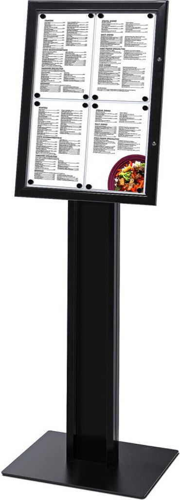 Showdown Speisekartenkasten Freistehend - 4x DIN A4 - Aluminium / Stahl - Schwarz