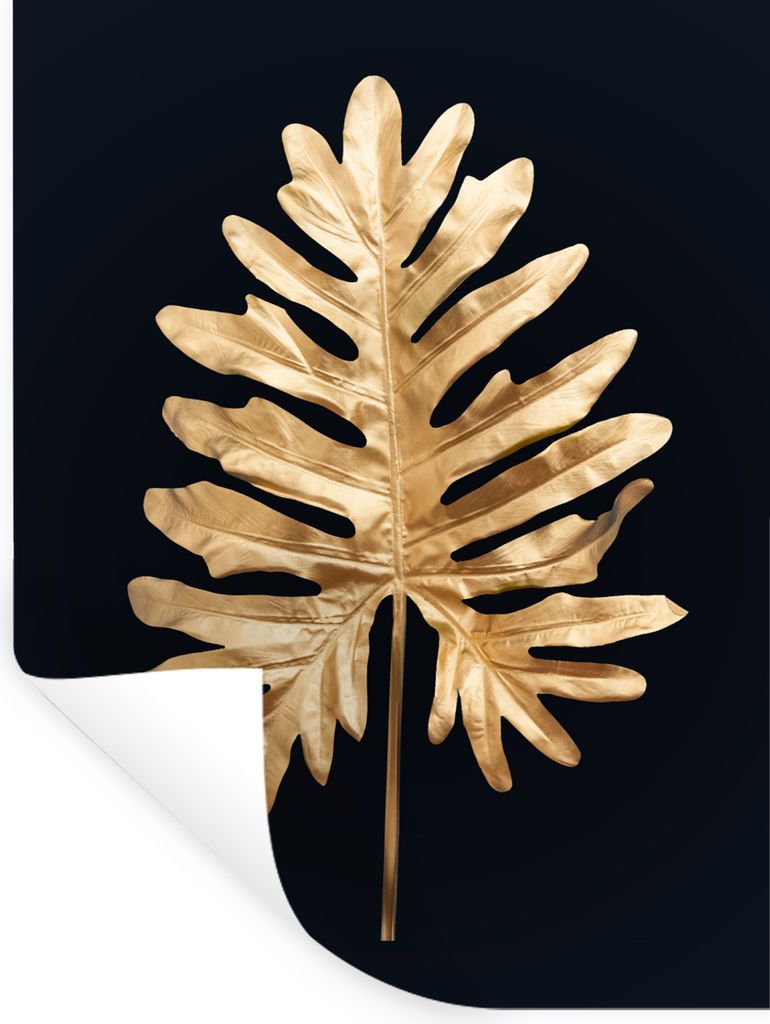 MuchoWow Wandtattoo Wandsticker Wandaufkleber Blätter - Herbst - Gold - Schwarz - Natur - Luxus 120x160 cm Selbstklebend und Repositionierbar - ...
