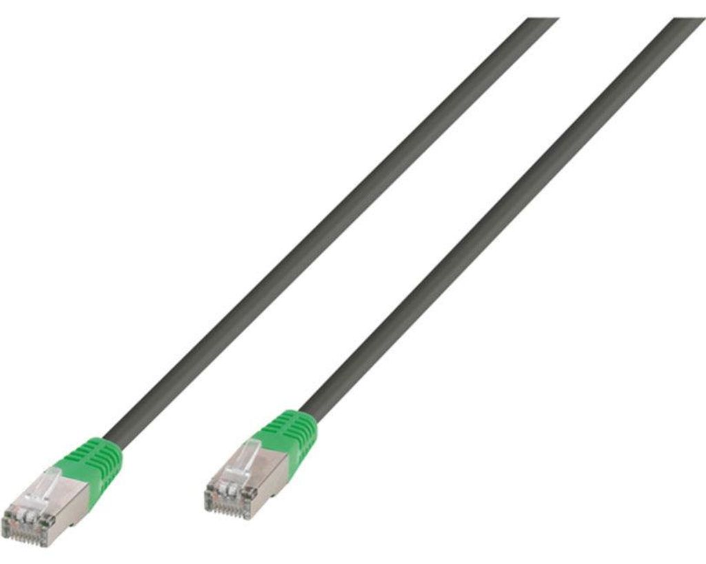 VIVanco RJ45 Netzwerkkabel, Patchkabel CAT 6 F/UTP 10.00 m Grau, Grün Geschirmt, Rund