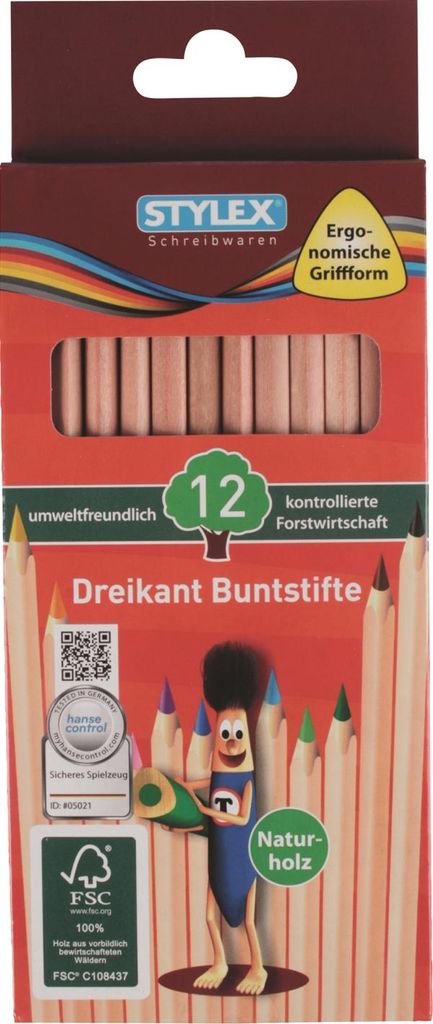 12 Dreikant Buntstifte Naturholz Farbstifte Malstifte Produktbild 