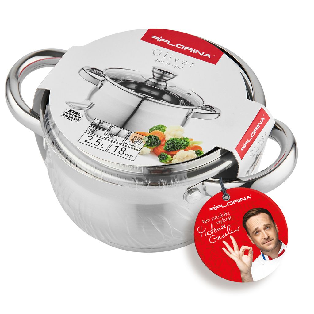 Topf INDUKTION Kochtopf Edelstahl Suppentopf mit Deckel FLORINA OLIVER 2,5 l