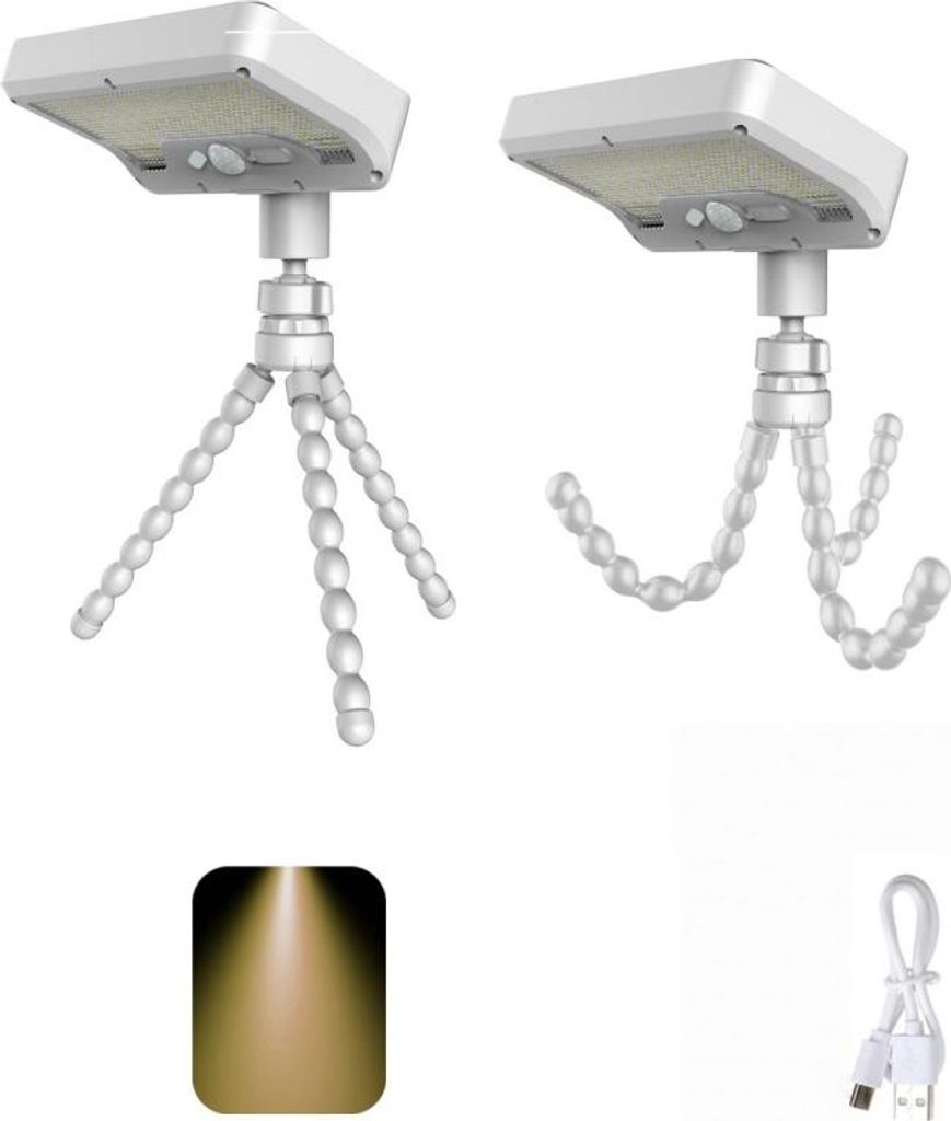 INF Weiße Octopus Solarleuchte mit Clip und Bewegungssensor, 2er Set