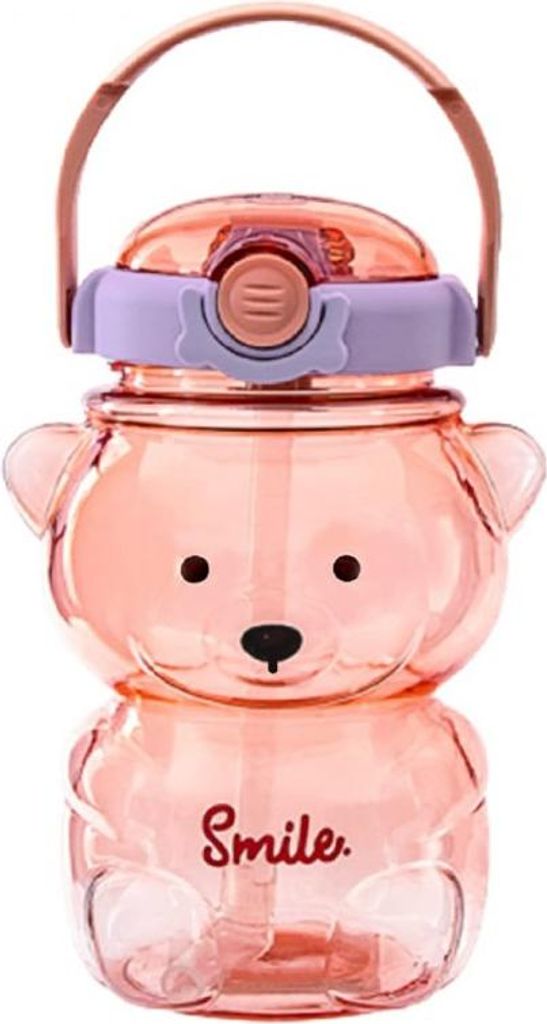 Wasserflasche mit griff rosa teddybär 1000 ml bd26 Produktbild 