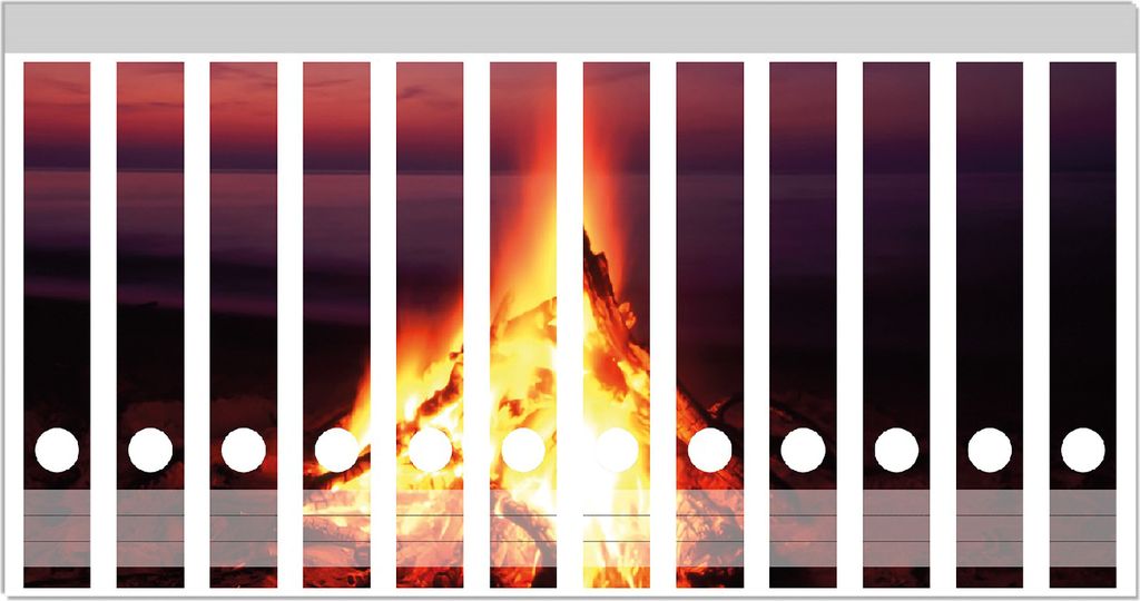 Wallario Ordnerrücken Sticker, selbstklebend für schmale Ordner, 12 Stück, Motiv Lagerfeuer am Strand