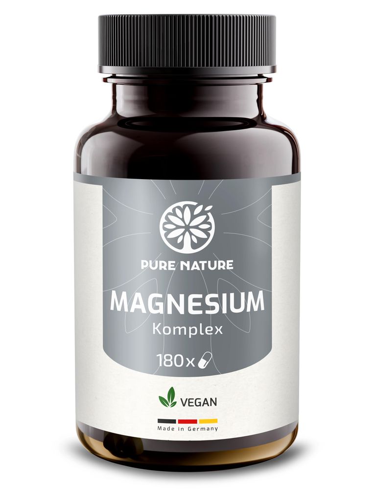 A bottle of magnesium supplement capsules.