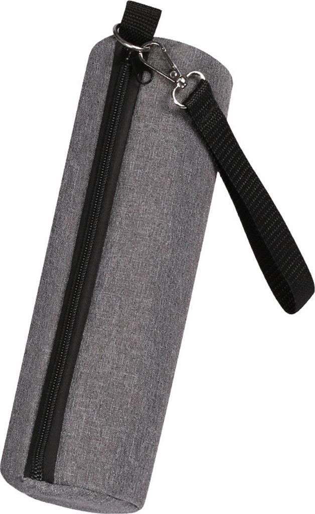INF Isolierte Getränkedose Kühltasche, zylindrische Thermo Kühltasche für Bier, Getränke und Limonade Grau