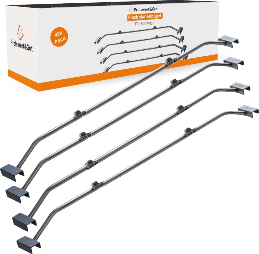 4x Planenspanner für Anhängerplane Flachplanenbügel Anhänger aus Metall, verstellbar von 100-155 cm Regenwasserabfluss