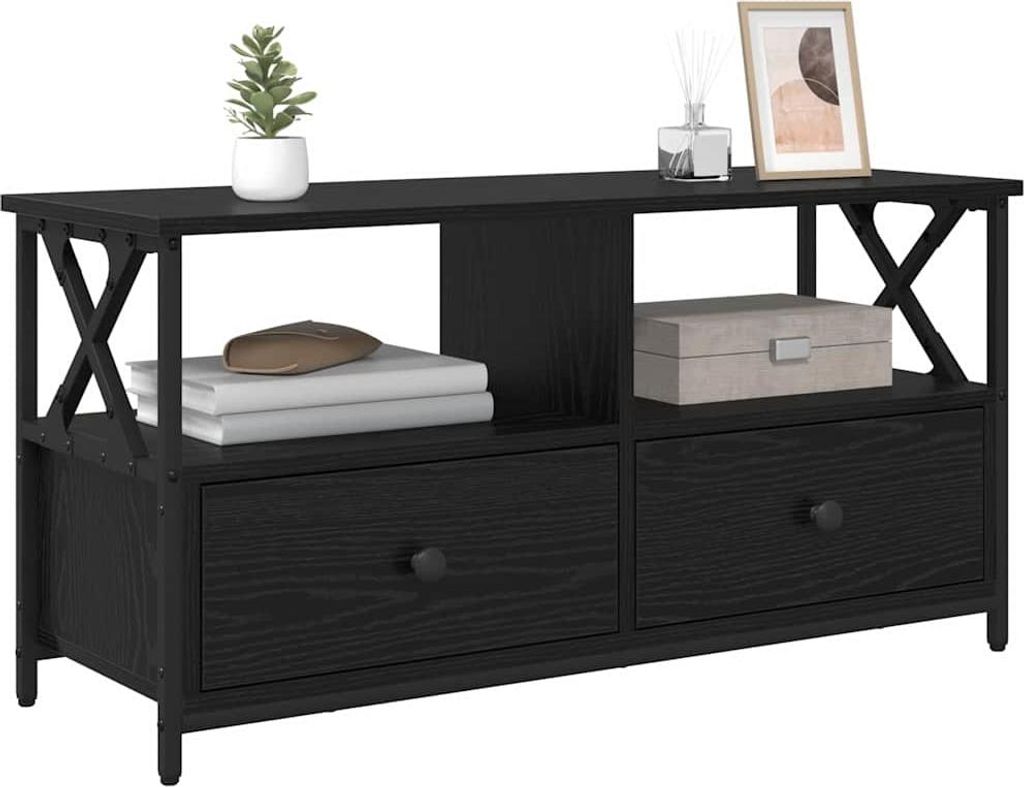 Cloris Designermöbel TV-Schränk mit Schubladen Schwarz Eichen-Optik 90 x 33 x 45cm - 2026Neu857800 - TV-Schränke