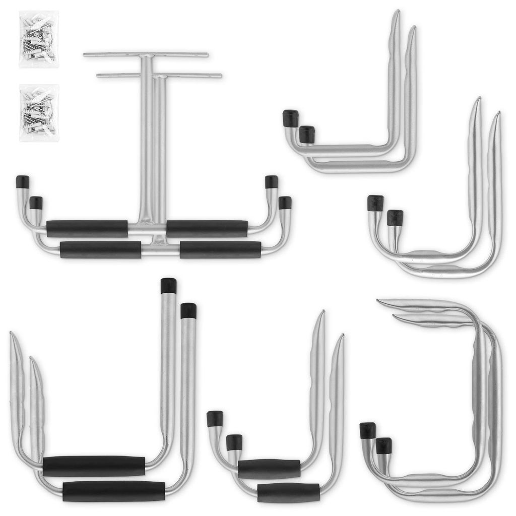 Garagenhaken-Set 12tlg. - Haken für Wand und Deck - Halterung für Leiter Fahrrad Kajak - Wandhaken Garage - Decken- und Wandhalterung
