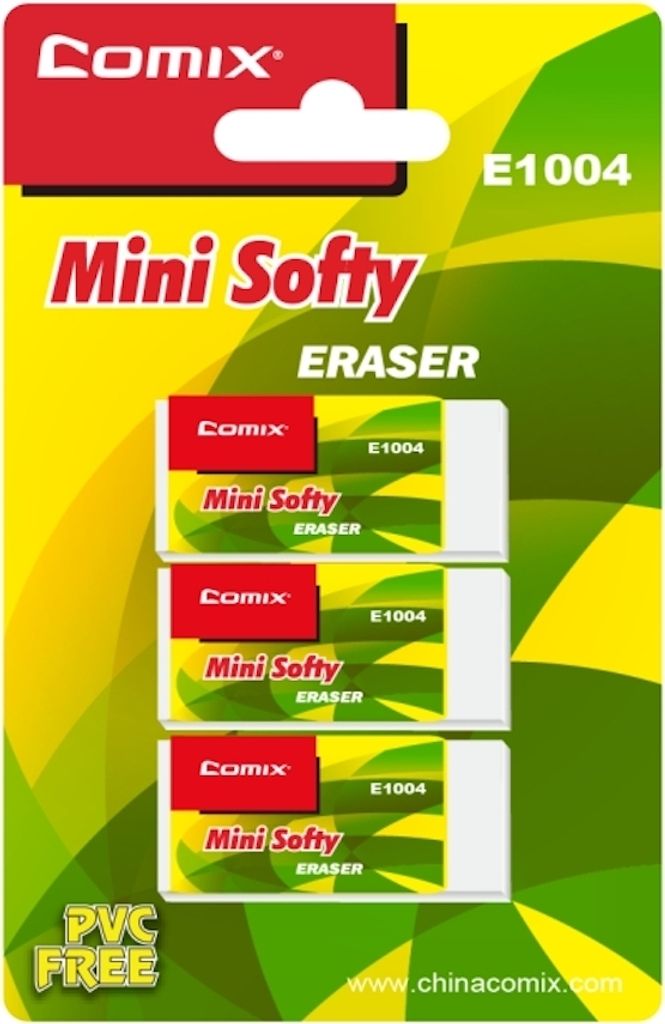 Radiergummi Mini Softy E1004, 3 Stück, nicht schmutzend, für gewöhnliche Stifte