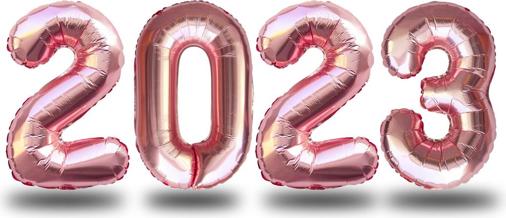 Oblique Unique Folien Luftballon Zahl 2023 Silvester Neujahr Party Deko Ballons Zahlenballons - roségold