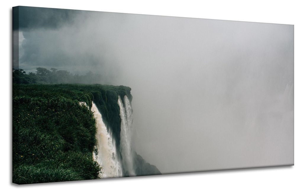 Leinwanddruck Natur - Berge und Wasserfall, 120 x 60 cm