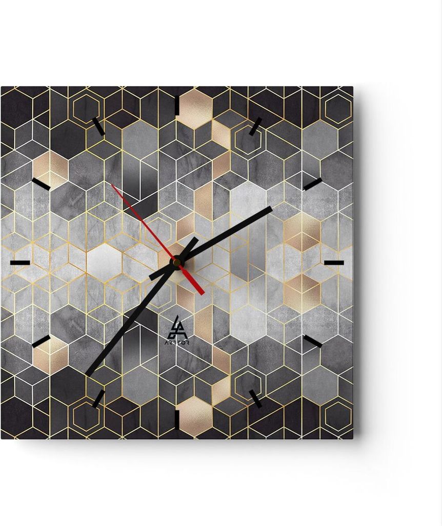 Wanduhr - Quadrat - Glasuhr - Geometrisch Abstraktion Produktbild 