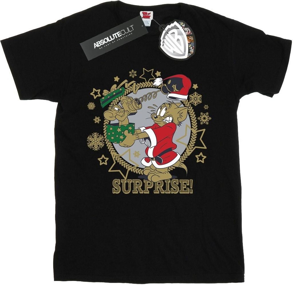 Tom And Jerry - "Christmas Surprise" T-Shirt für Damen BI46261 (S) (Schwarz)