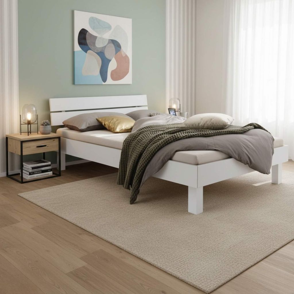 Hasena Trento Bettgestell Prato20 Farbe 10-Buche weiss deckend, lackiert Größe 140x200