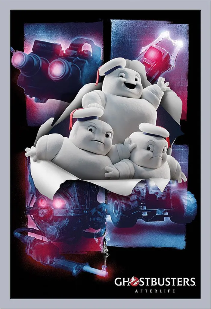 Ghostbusters - Poster - Afterlife - Minipuft Breakout + cornice rimovibile, Shinsuke® Maxi MDF argento, disco acrilico