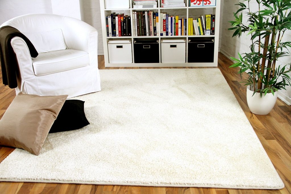 Hochflor Velours Teppich Mona Creme, Größe:80x160 cm