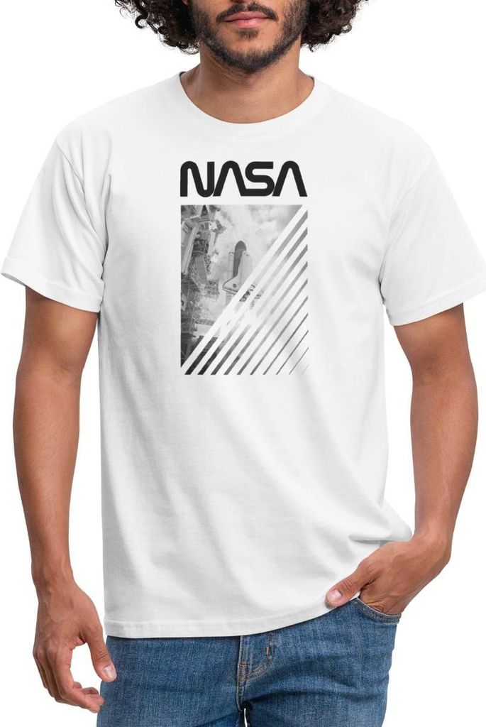 Spreadshirt NASA Space Shuttle Start Männer T-Shirt, XXL, Weiß