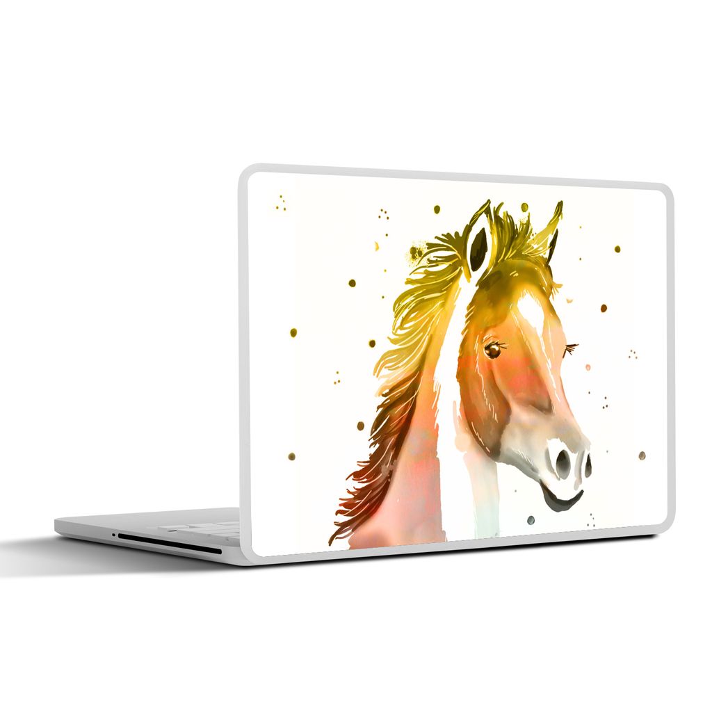 MuchoWow Laptop Aufkleber Sticker Cover Pferd - Farben - Weiß - Mädchen - Kinder - Mädchen 32.5x23.5 cm - Sticker für Laptop - Selbstklebend