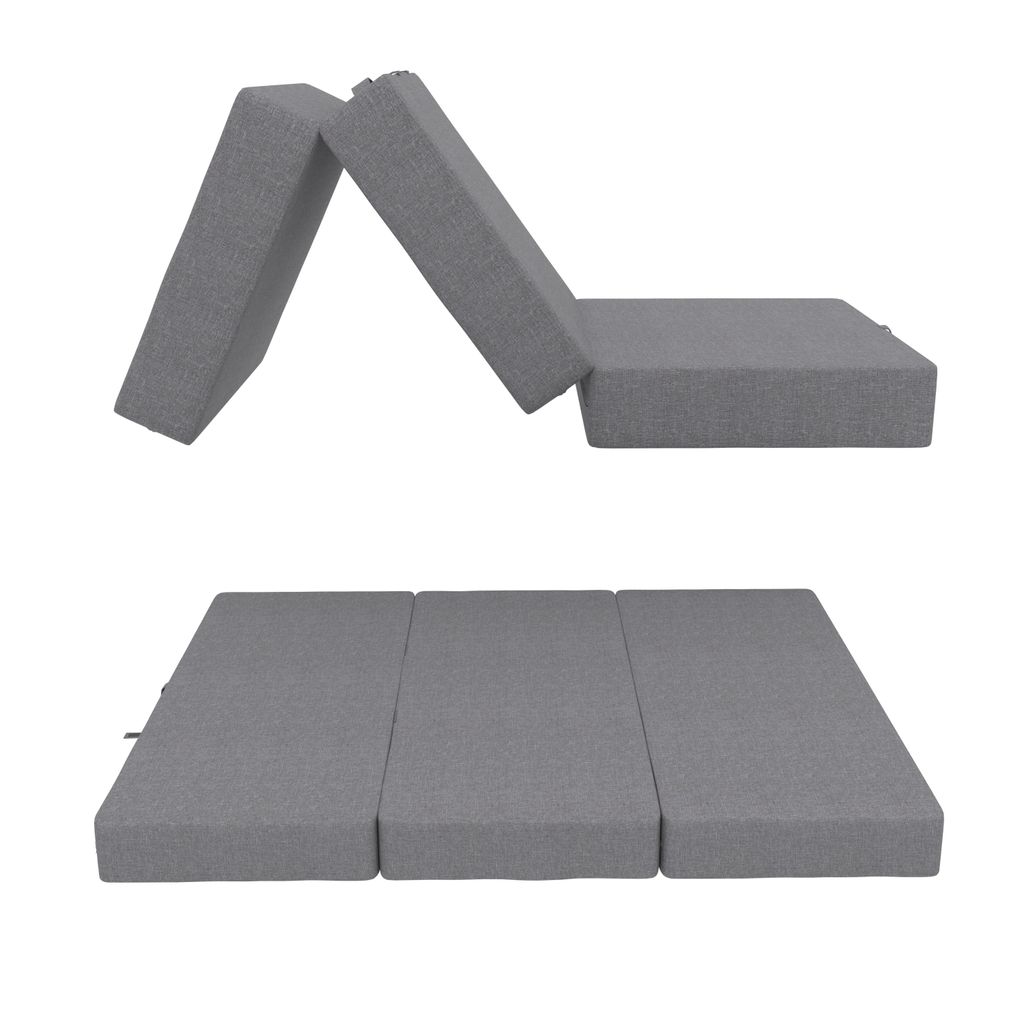 POKAR Klappmatratze 3-teilige Faltmatratze Gästematratze Feldbett Klappbett, Größe:160 x 195 x 15 cm, Farbe:Grau