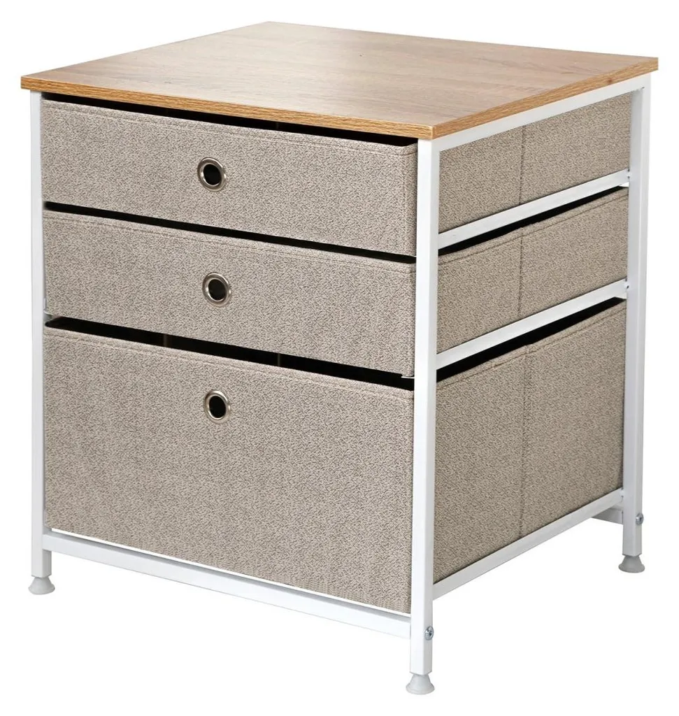 Rangez Tout avec cette Commode 3 Tiroirs Intissé Clair L48 cm Compacte