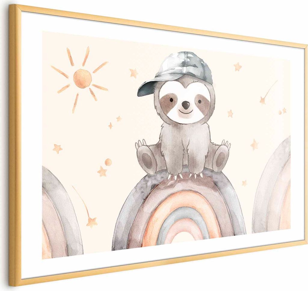Posterpapier Poster - Little Animal Among Stars and Rainbows 60x40 cm Für Kinder e-C-10060-ao-a
