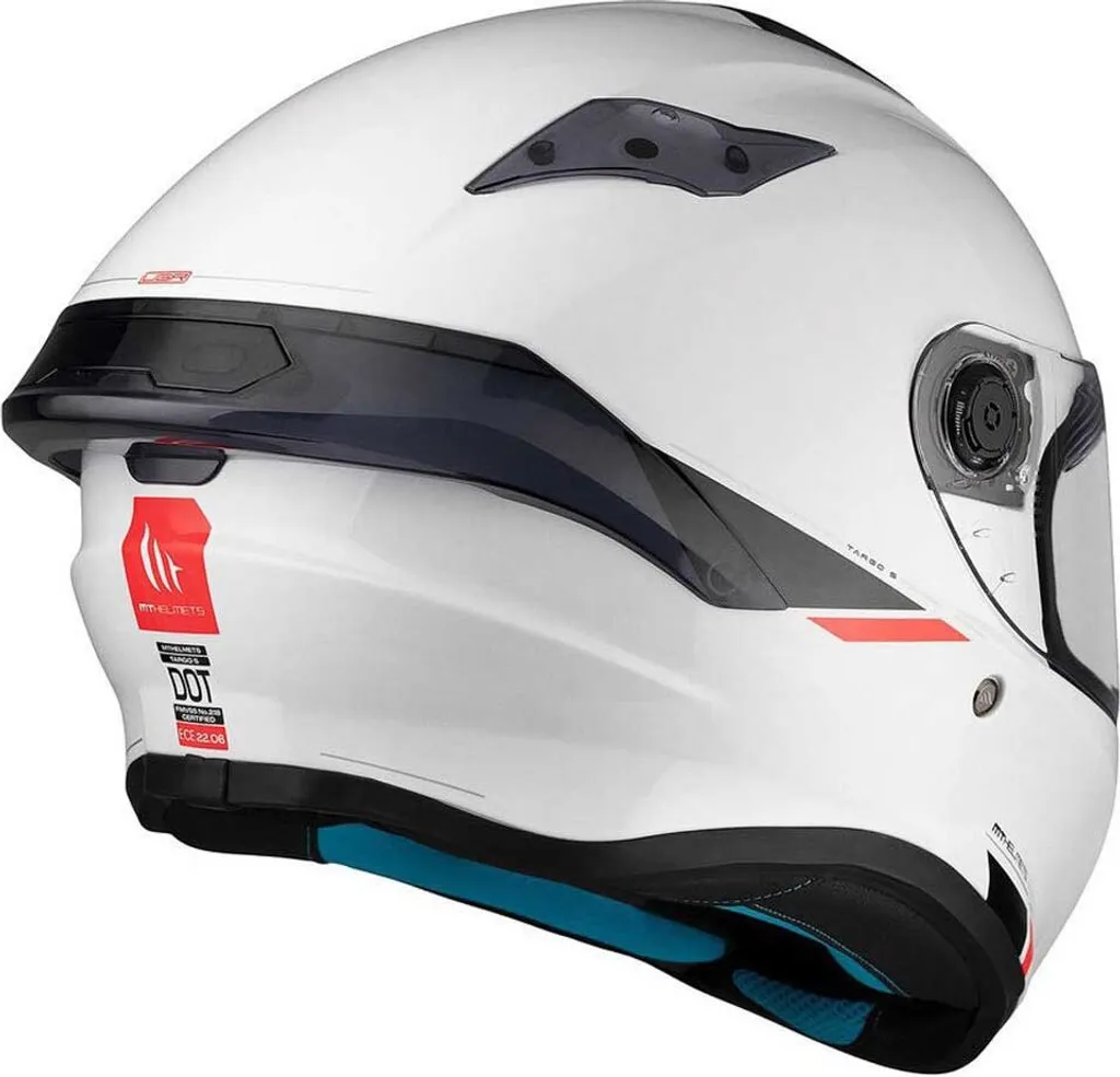 Casque intégral MT Helmets Targo S Solid A0 Blanc Brillant - Taille M - 6