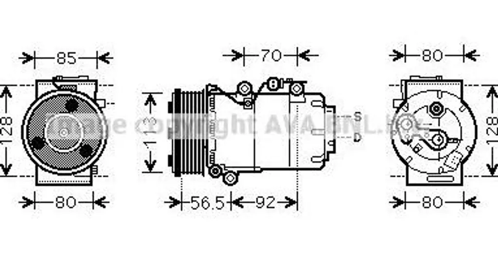 Compresseur clim pour Ford Focus et C-Max - Pièce auto AVA FDAK497 neuf