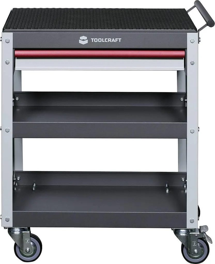 Chariot de service TOOLCRAFT avec plateaux antidérapants Gris et Rouge