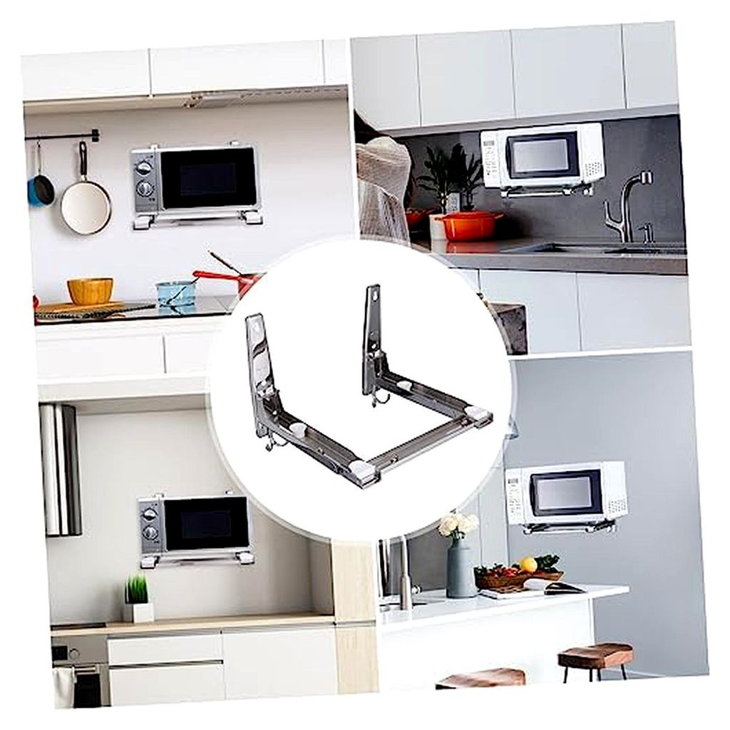 Mikrowellenhalterung aus Edelstahl, Wandmontage, klappbarer Mikrowellenständer für Küchenregale, platzsparendes Design