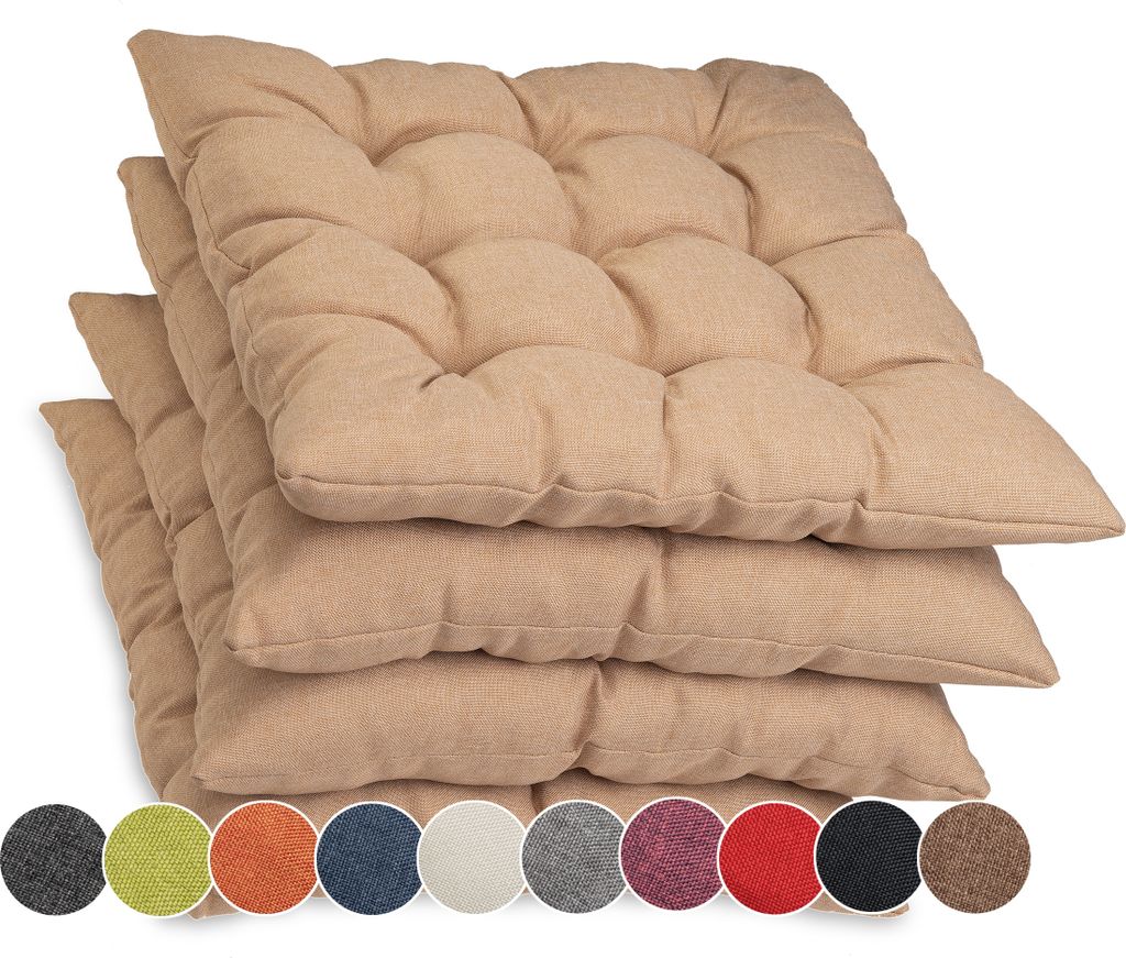 Sunnypillow 4er Set Stuhlkissen mit Bändern 40x40 cm Produktbild 