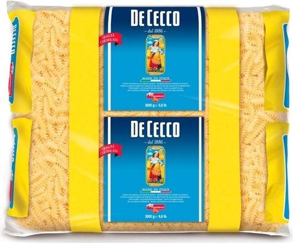 De Cecco Fusilli Pasta di Semola di Grano Duro Hartweizengrieß Pasta 100% Italienische Pasta Kurze Pasta Packung mit 3Kg