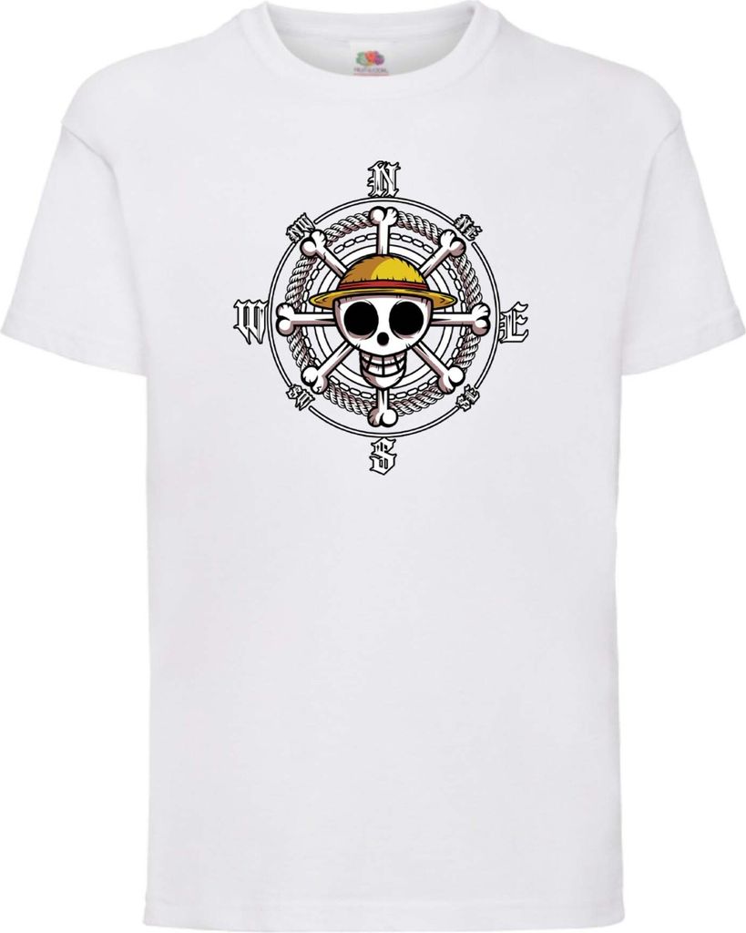 Kinder T-Shirt One Manga Piece Anime 10 Pirates, 12-13 Jahr - 152 / Weiß