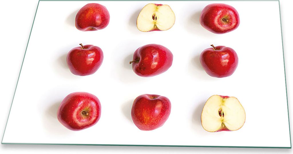 Herdabdeckplatte Glaskeramikkochfeld-Abdeckung Spritzschutz Glas Universal 80x52 Apfel Rot