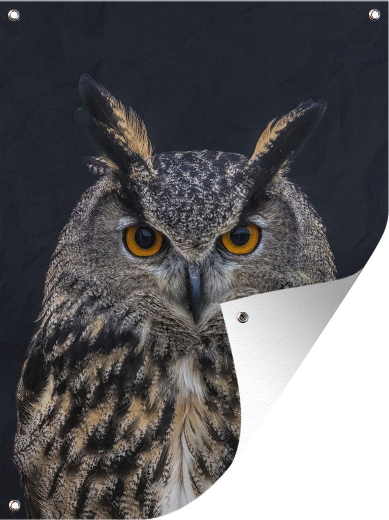 MuchoWow 60x80 cm Outdoor-Poster Gartendeko Sichtschutz Garten Poster für den Garten Uhu Porträt