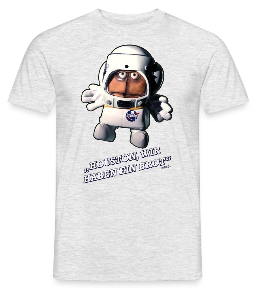 Spreadshirt Bernd Das Brot Houston Wir haben Ein Brot Spruch Männer T-Shirt, L, Grau meliert